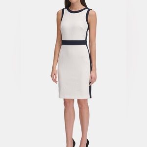 Tommy Hilfiger Paisley Knit Colorblock Sheath Dress - Navy / Ivory - Size 2
